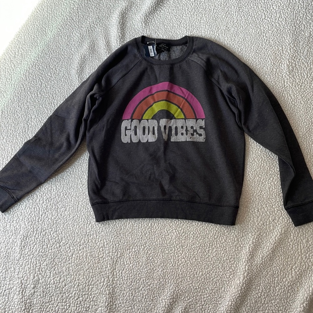 Lucky Brand dark grey Good Vibes Crewneck sweatshirt